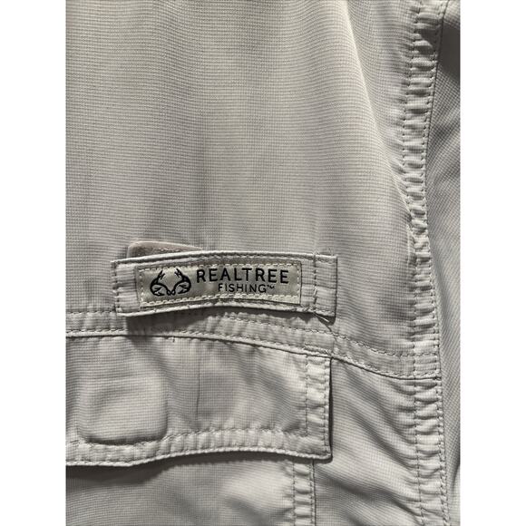 Realtree Shirt Mens Medium Gray Performance Fishing Short Sleeve Button Up - Picture 2 of 6